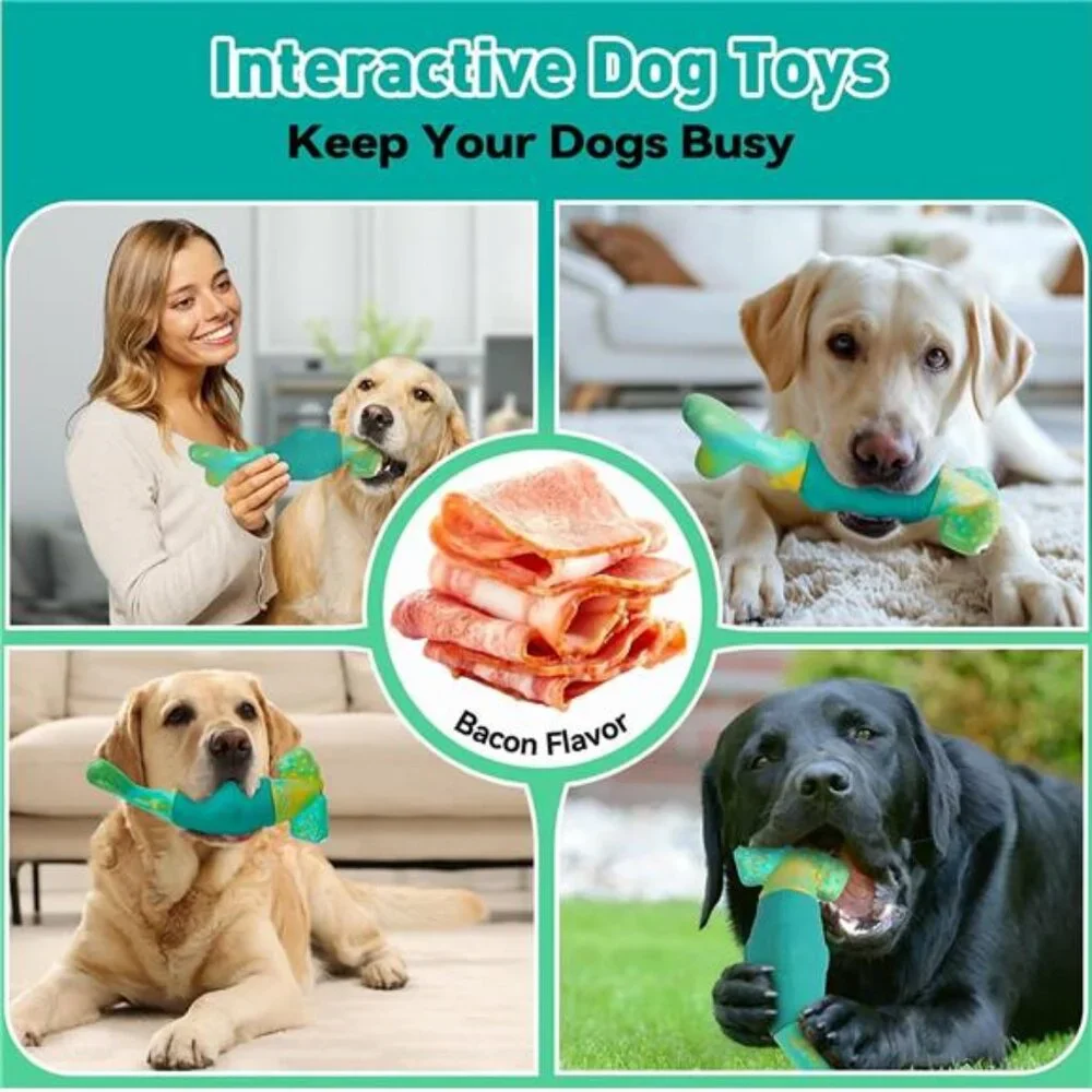 Dog Toys for Aggressive Chewers, Interactive Dog Chew Toys for Large Dogs,